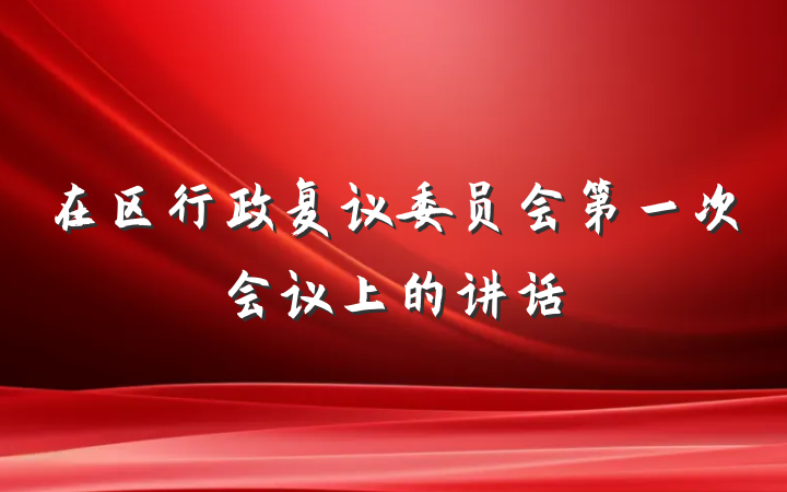 在区行政复议委员会第一次会议上的讲话