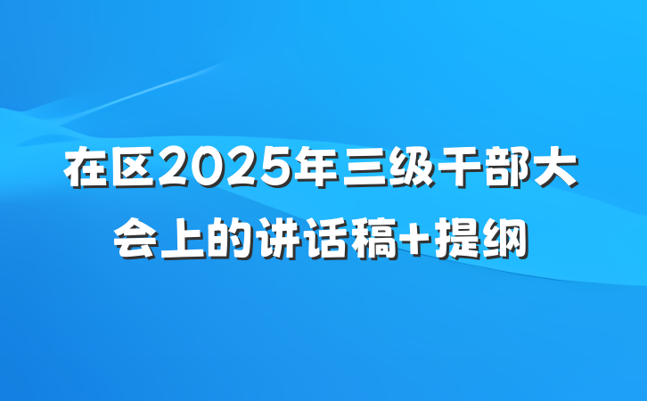 在区2025年三级干部大会上的讲话稿 提纲