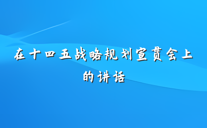 在十四五战略规划宣贯会上的讲话