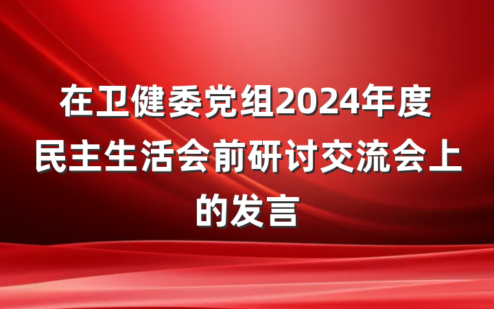 在卫健委党组2024年度民主生活会前研讨交流会上的发言