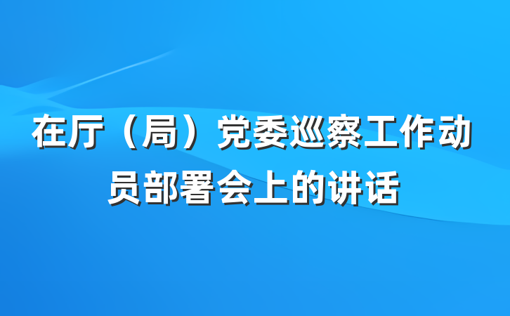 在厅（局）党委巡察工作动员部署会上的讲话