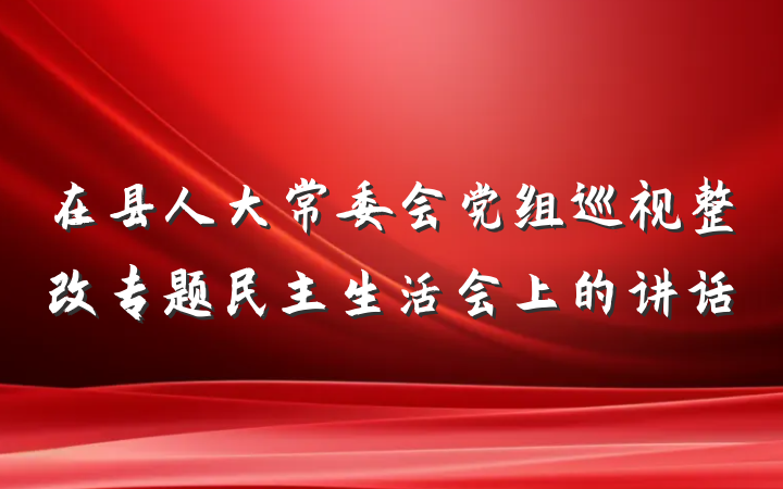 在县人大常委会党组巡视整改专题民主生活会上的讲话