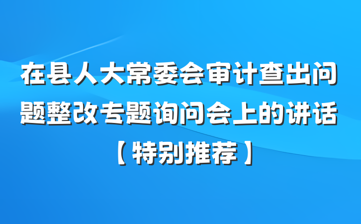 在县人大常委会审计查出问题整改专题询问会上的讲话【特别推荐】