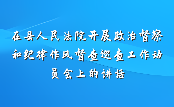 在县人民法院开展政治督察和纪律作风督查巡查工作动员会上的讲话