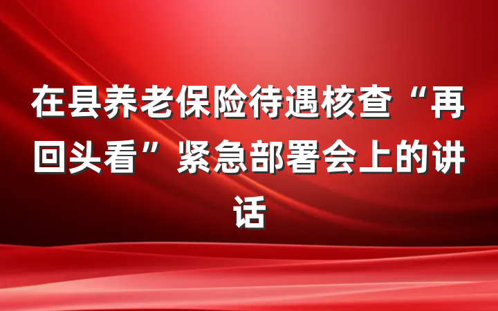 在县养老保险待遇核查“再回头看”紧急部署会上的讲话