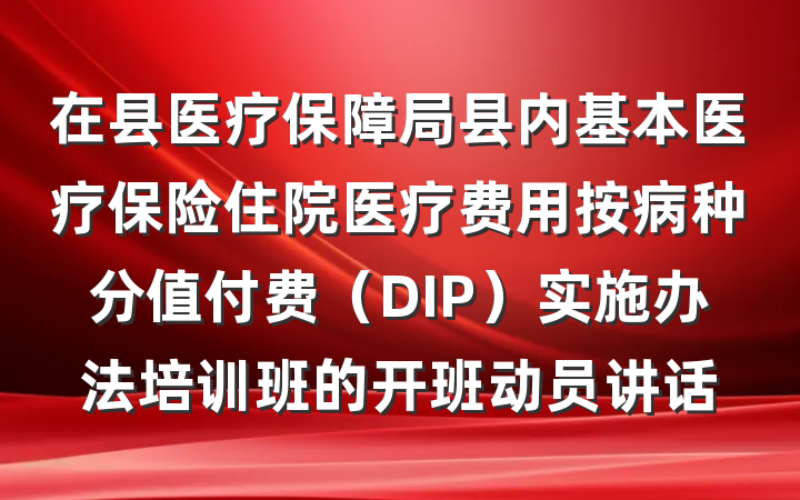 在县医疗保障局县内基本医疗保险住院医疗费用按病种分值付费（DIP）实施办法培训班的开班动员讲话