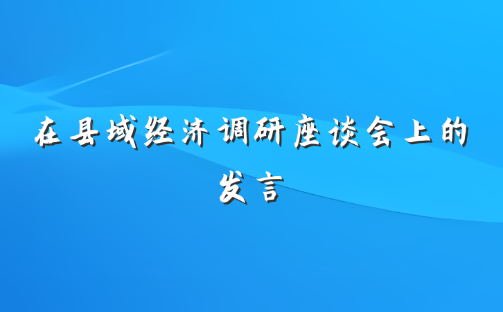 在县域经济调研座谈会上的发言