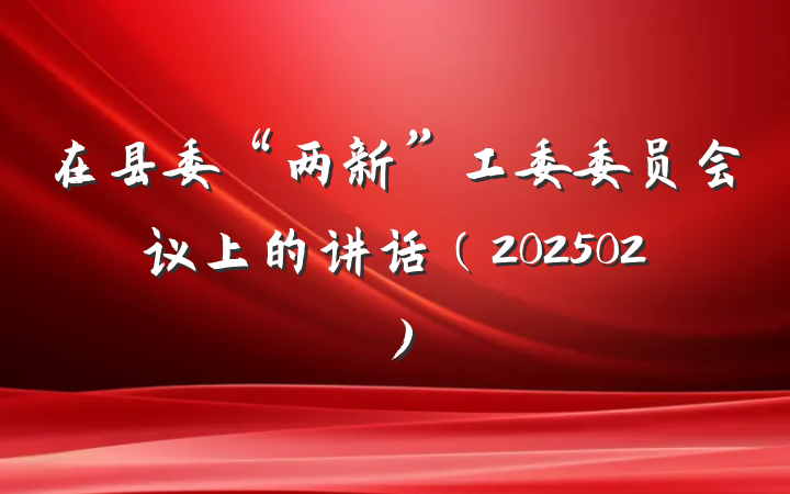 在县委“两新”工委委员会议上的讲话（202502）