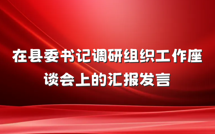 在县委书记调研组织工作座谈会上的汇报发言