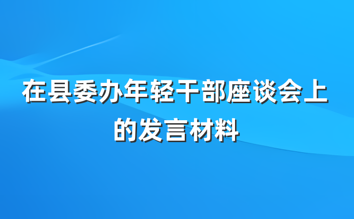 在县委办年轻干部座谈会上的发言材料