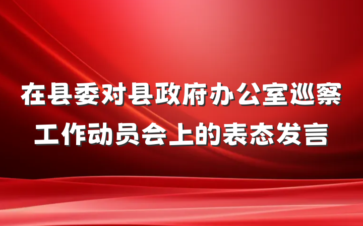 在县委对县政府办公室巡察工作动员会上的表态发言