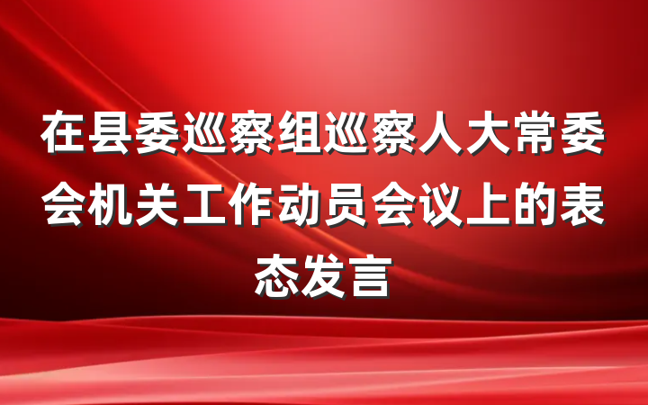 在县委巡察组巡察人大常委会机关工作动员会议上的表态发言