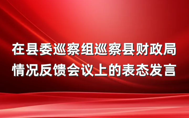 在县委巡察组巡察县财政局情况反馈会议上的表态发言