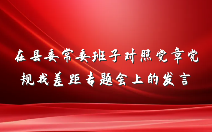 在县委常委班子对照党章党规找差距专题会上的发言
