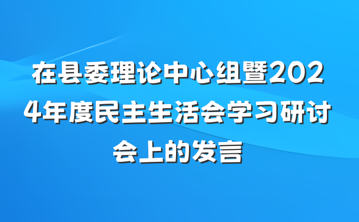 在县委理论中心组暨2024年度民主生活会学习研讨会上的发言