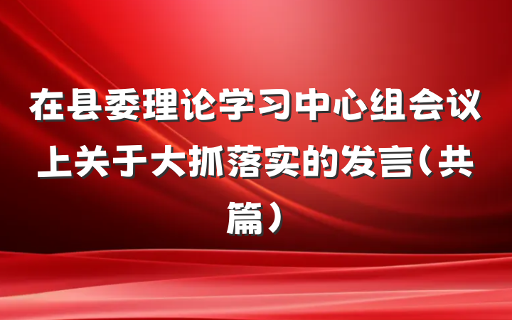 在县委理论学习中心组会议上关于大抓落实的发言（共篇）