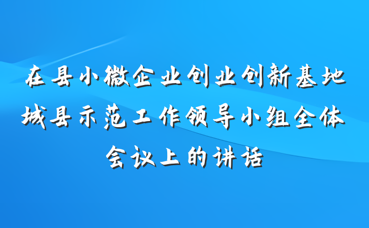 在县小微企业创业创新基地城县示范工作领导小组全体会议上的讲话