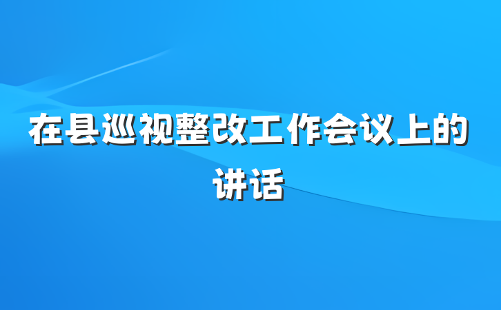 在县巡视整改工作会议上的讲话