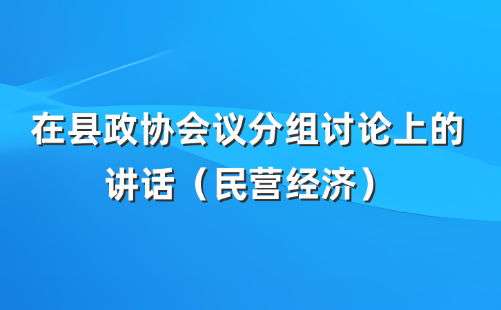 在县政协会议分组讨论上的讲话（民营经济）