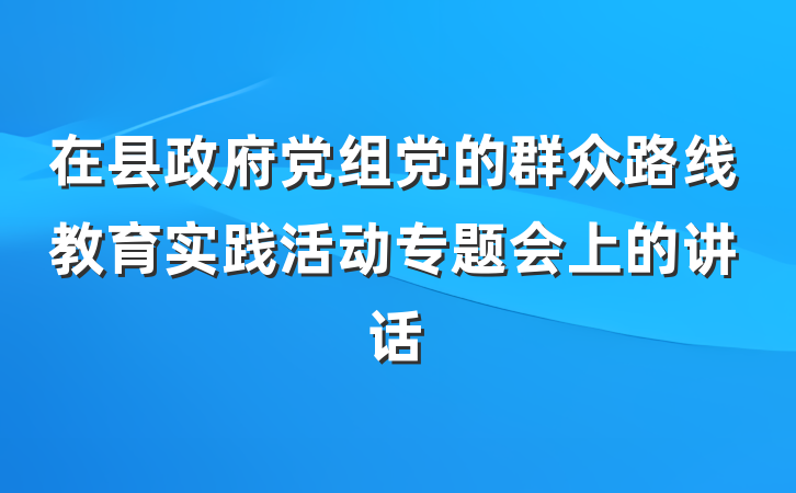 在县政府党组党的群众路线教育实践活动专题会上的讲话