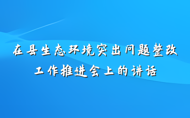 在县生态环境突出问题整改工作推进会上的讲话