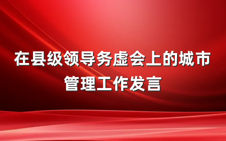 在县级领导务虚会上的城市管理工作发言