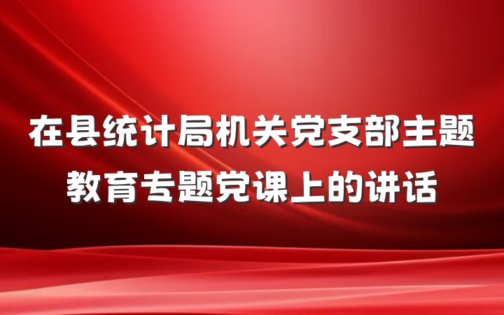 在县统计局机关党支部主题教育专题党课上的讲话