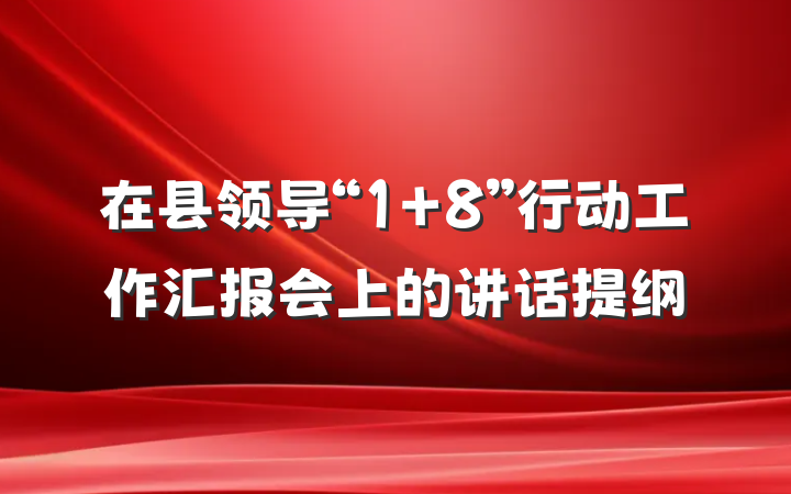 在县领导“1+8”行动工作汇报会上的讲话提纲