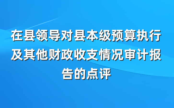 在县领导对县本级预算执行及其他财政收支情况审计报告的点评