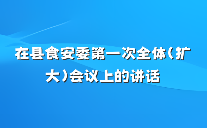 在县食安委第一次全体（扩大）会议上的讲话