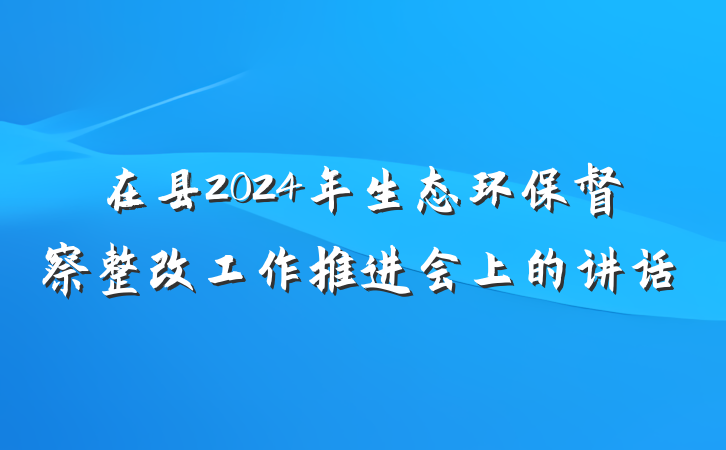 在县2024年生态环保督察整改工作推进会上的讲话
