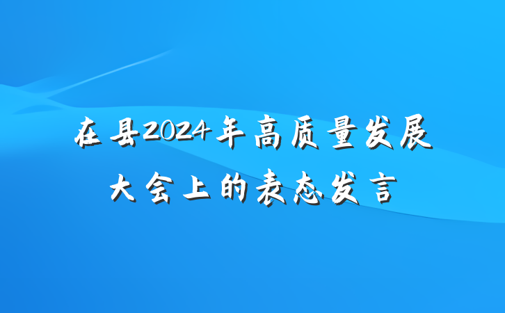 在县2024年高质量发展大会上的表态发言