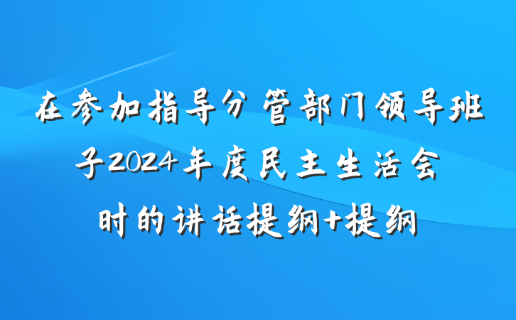 在参加指导分管部门领导班子2024年度民主生活会时的讲话提纲 提纲