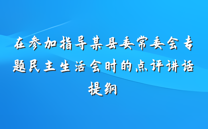 在参加指导某县委常委会专题民主生活会时的点评讲话提纲