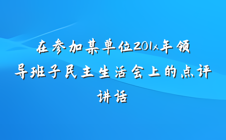 在参加某单位201x年领导班子民主生活会上的点评讲话