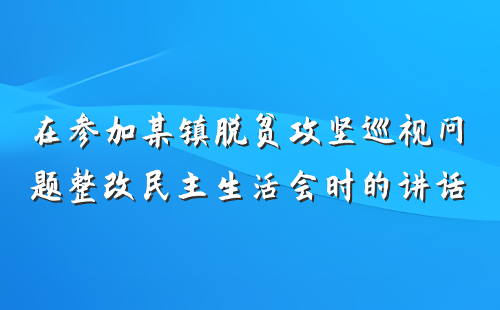 在参加某镇脱贫攻坚巡视问题整改民主生活会时的讲话