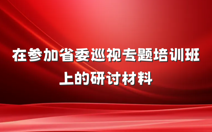 在参加省委巡视专题培训班上的研讨材料