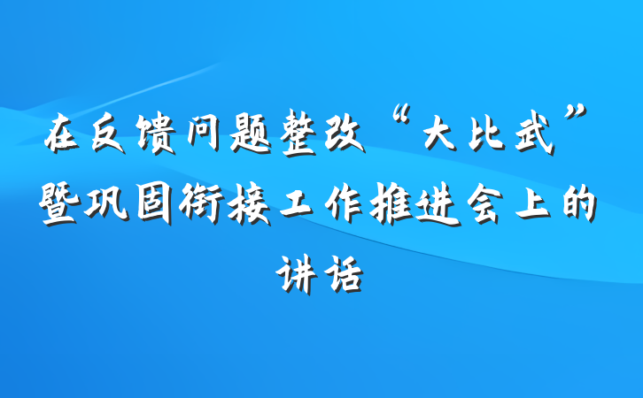 在反馈问题整改“大比武”暨巩固衔接工作推进会上的讲话