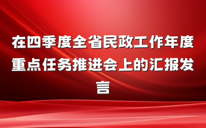 在四季度全省民政工作年度重点任务推进会上的汇报发言