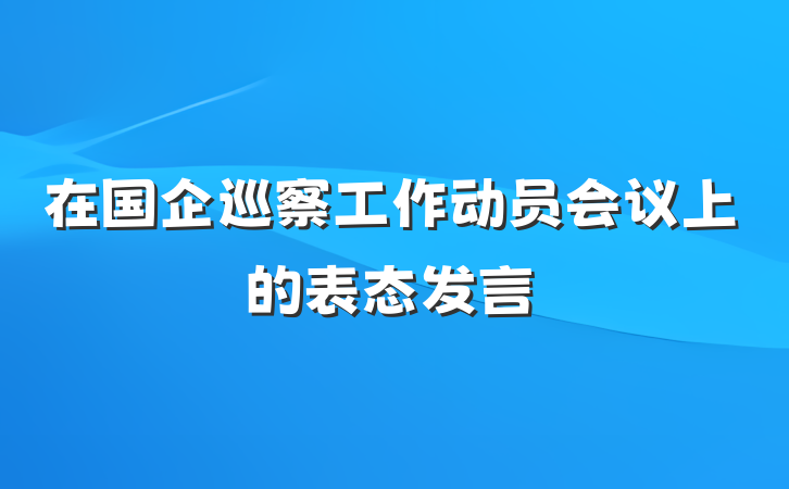 在国企巡察工作动员会议上的表态发言