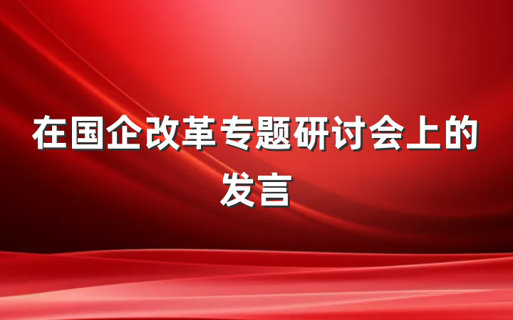 在国企改革专题研讨会上的发言