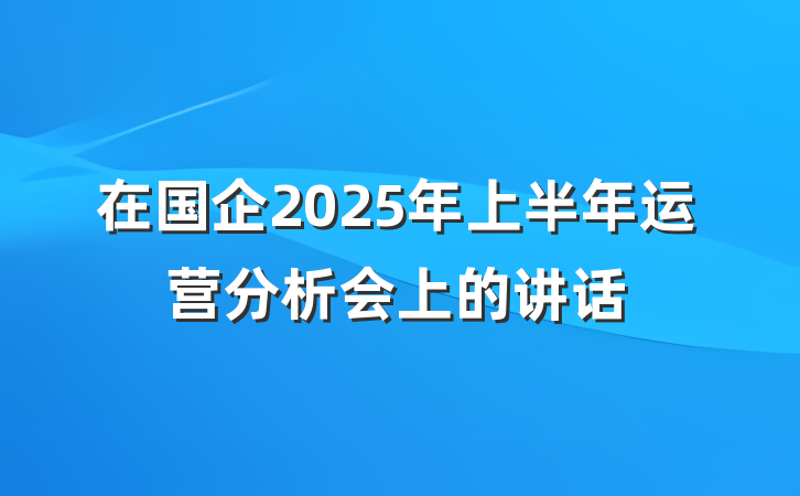 在国企2025年上半年运营分析会上的讲话