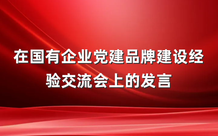 在国有企业党建品牌建设经验交流会上的发言
