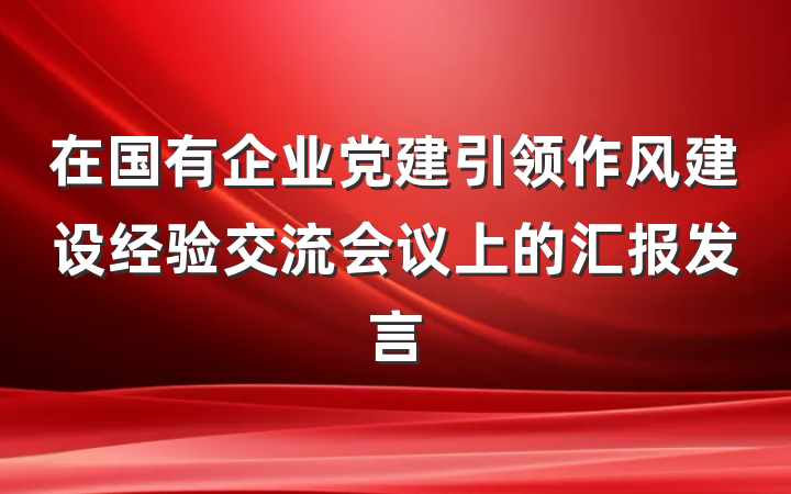 在国有企业党建引领作风建设经验交流会议上的汇报发言