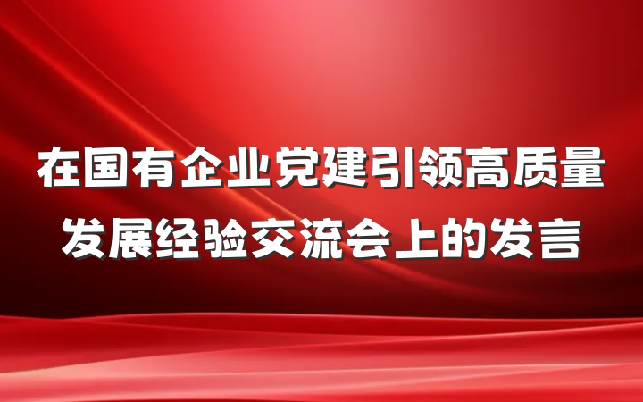 在国有企业党建引领高质量发展经验交流会上的发言