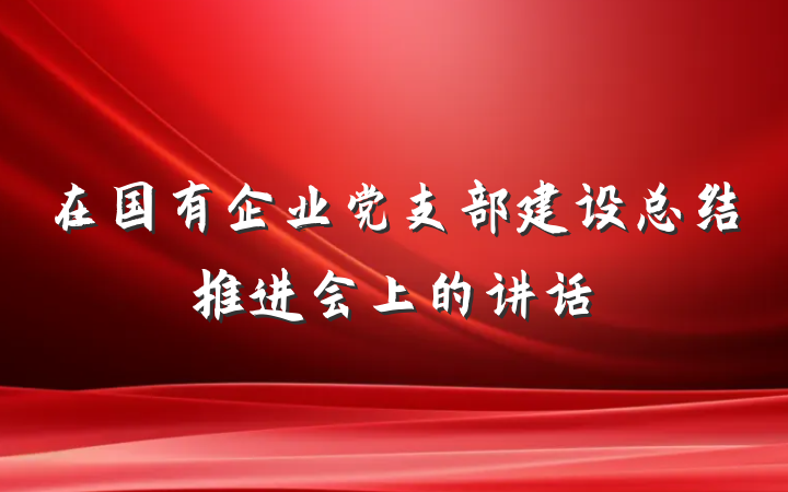 在国有企业党支部建设总结推进会上的讲话