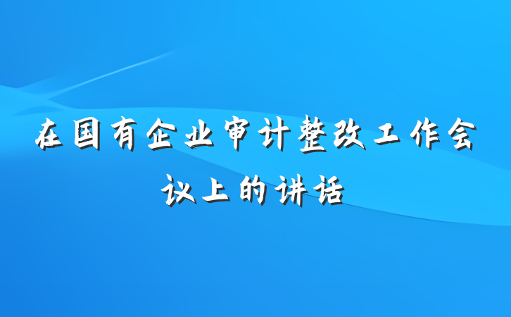 在国有企业审计整改工作会议上的讲话