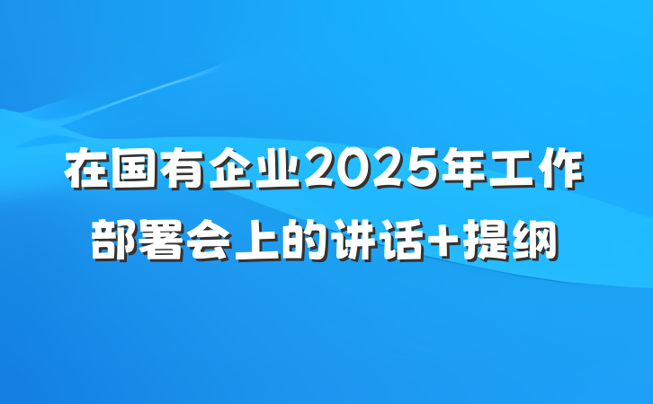 在国有企业2025年工作部署会上的讲话 提纲