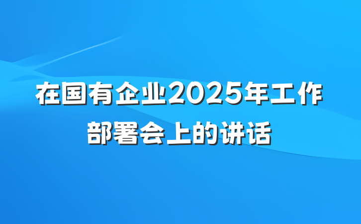 在国有企业2025年工作部署会上的讲话