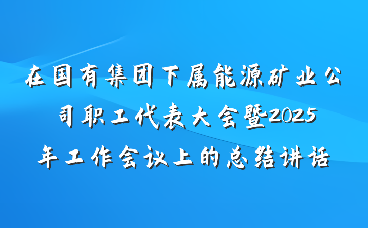 在国有集团下属能源矿业公司职工代表大会暨2025年工作会议上的总结讲话